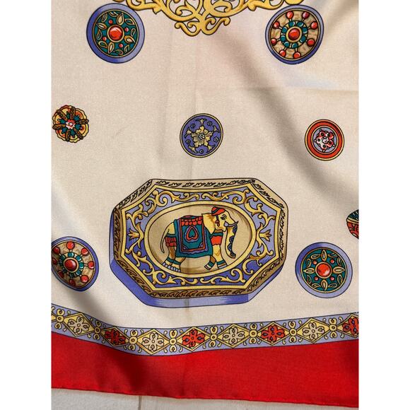 Hermès Authentic “Théières”  Red Porcelain Print Large Silk Scarf - Picture 4 of 6